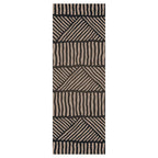 CONTEMPORARY BROWN TRIBAL LINE ART RUNNER RUG