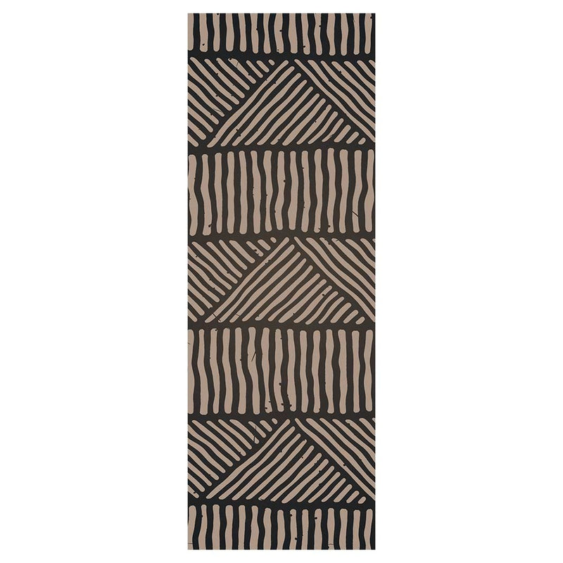 CONTEMPORARY BROWN TRIBAL LINE ART RUNNER RUG