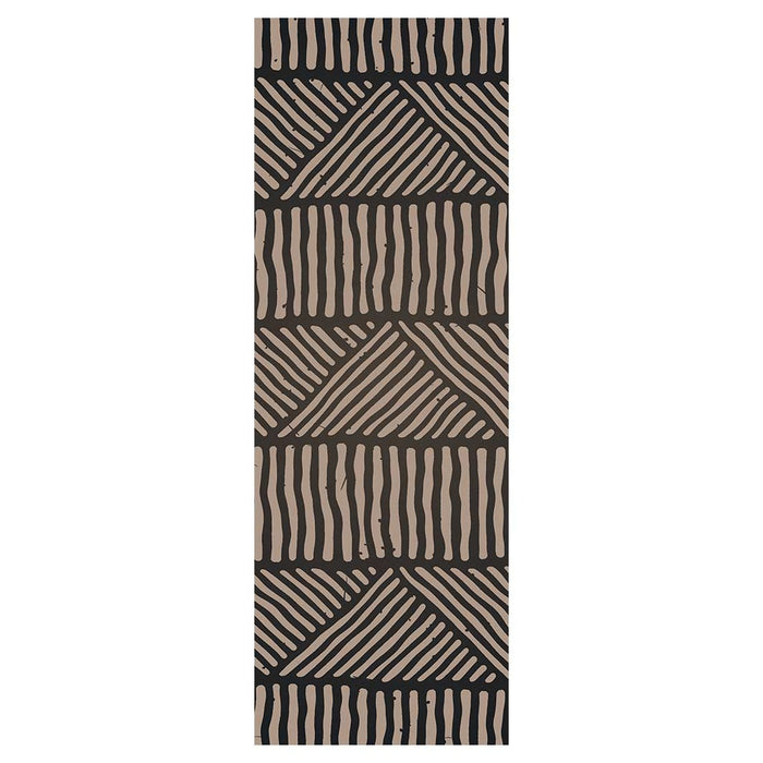 CONTEMPORARY BROWN TRIBAL LINE ART RUNNER RUG