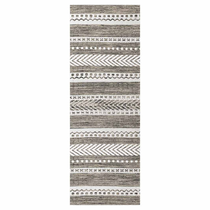 CONTEMPORARY GREY AND WHITE LINE PATTERN RUNNER RUG