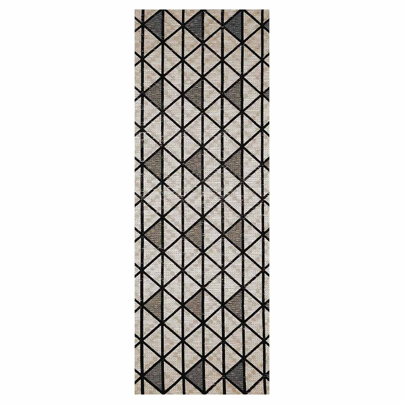 CONTEMPORARY BROWN TRIANGLE PATTERN  RUNNER RUG