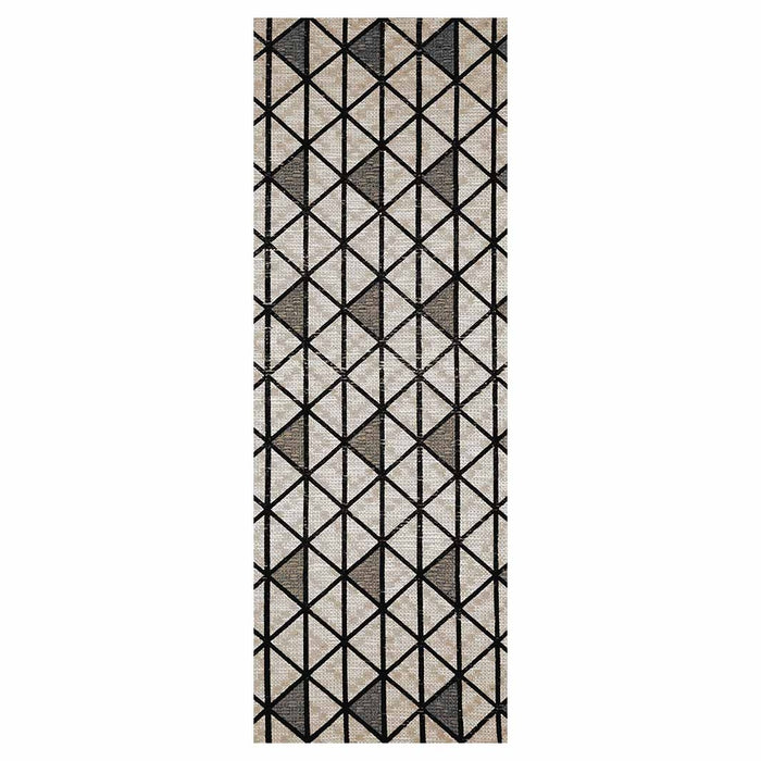 CONTEMPORARY BROWN TRIANGLE PATTERN  RUNNER RUG