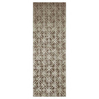 CONTEMPORARY BROWN NEUTRAL AGED LINES PATTERN RUNNER RUG