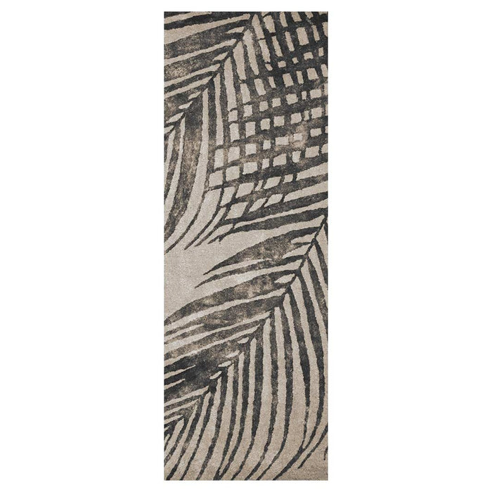 CONTEMPORARY BROWN PALM LEAF RUNNER RUG