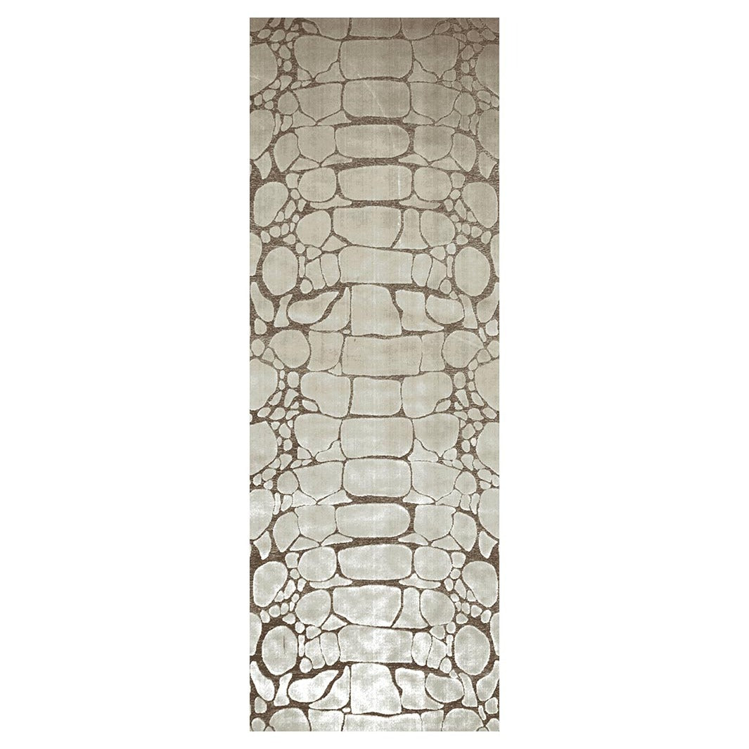 CONTEMPORARY BROWN SNAKE SKIN  RUNNER RUG