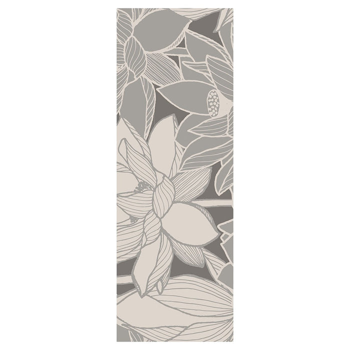 CONTEMPORARY GREY FLOWER PATTERN BOLD RUNNER RUG