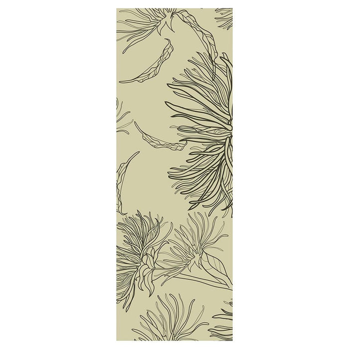 CONTEMPORARY GREEN BOTANICAL LINE ART RUNNER RUG