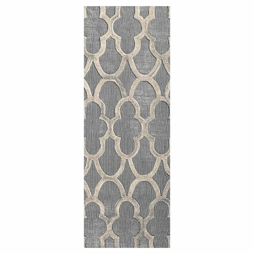 CONTEMPORARY GREY MOROCCAN TRELLIS RUNNER RUG