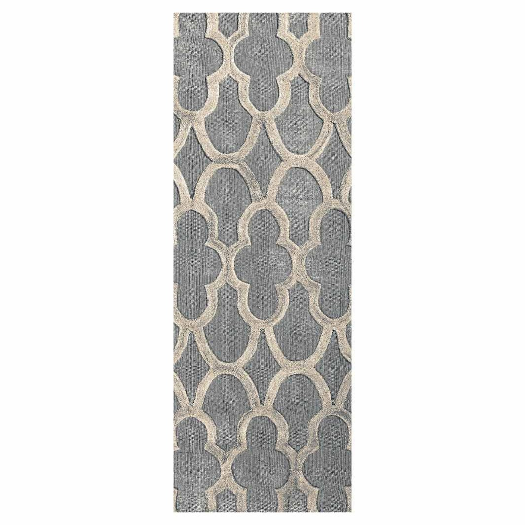 CONTEMPORARY GREY MOROCCAN TRELLIS RUNNER RUG