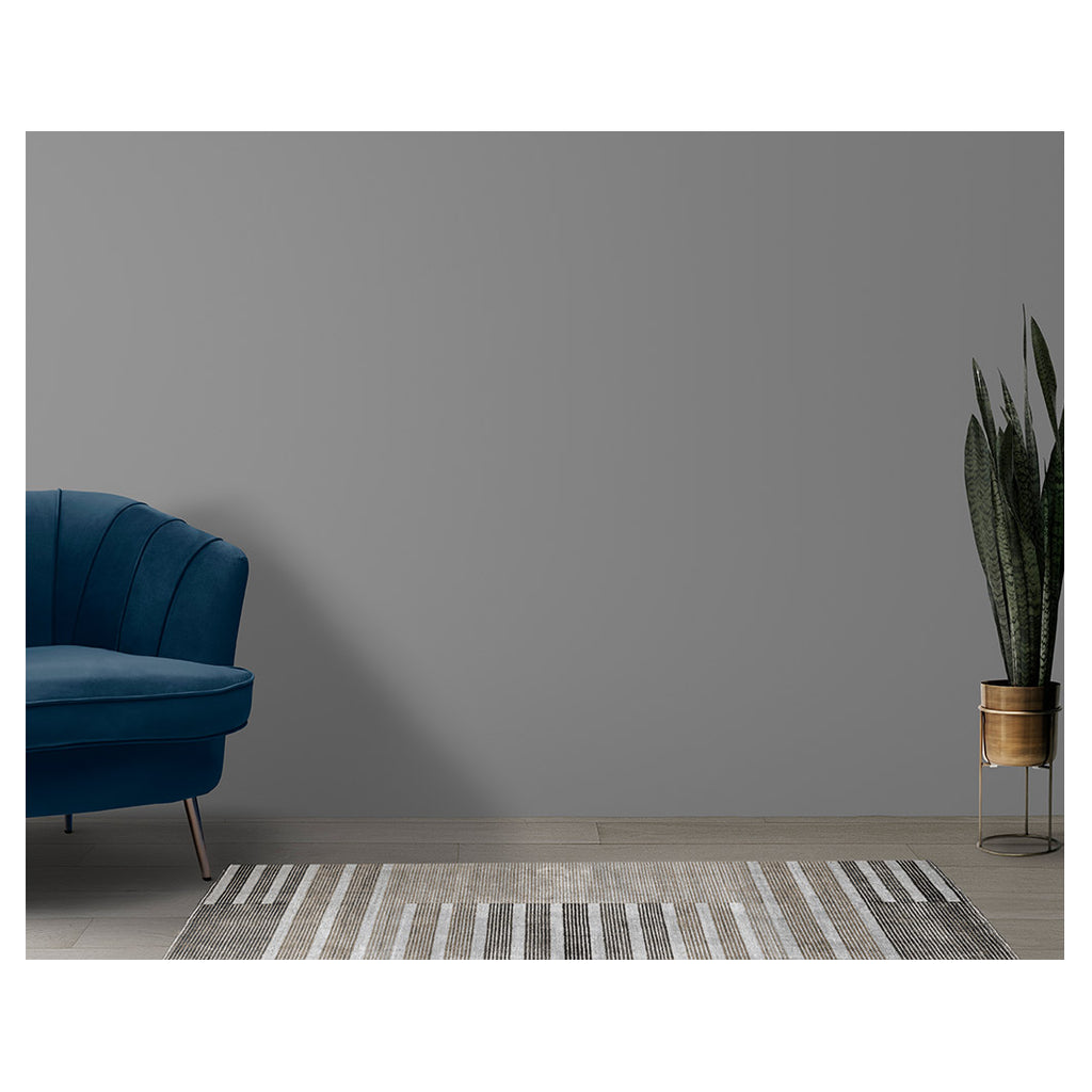 CONTEMPORARY BEIGE BROWN GEOMETRIC STRIPE RUNNER RUG