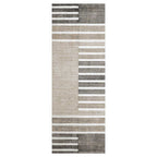 CONTEMPORARY BEIGE BROWN GEOMETRIC STRIPE RUNNER RUG