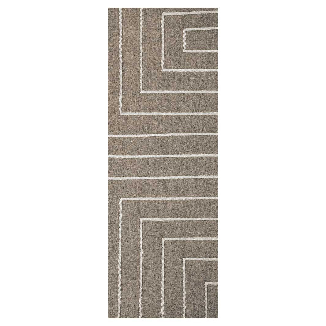 CONTEMPORARY BEIGE MINIMALISTIC LINE RUNNER RUG