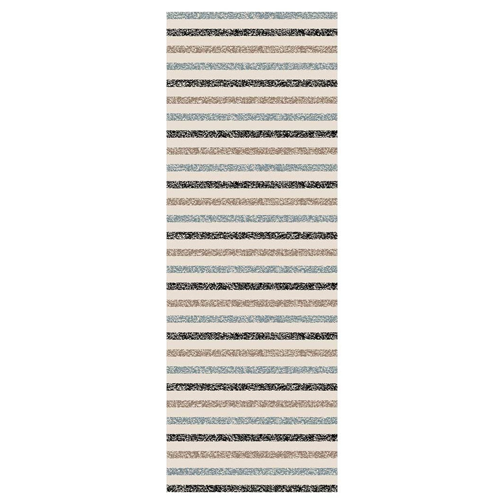 CONTEMPORARY BLUE BEIGE TONES LINES  RUNNER RUG