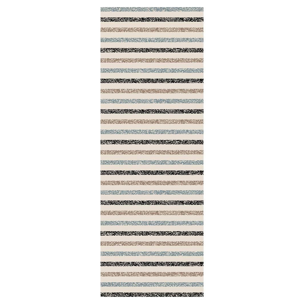 CONTEMPORARY BLUE BEIGE TONES LINES  RUNNER RUG