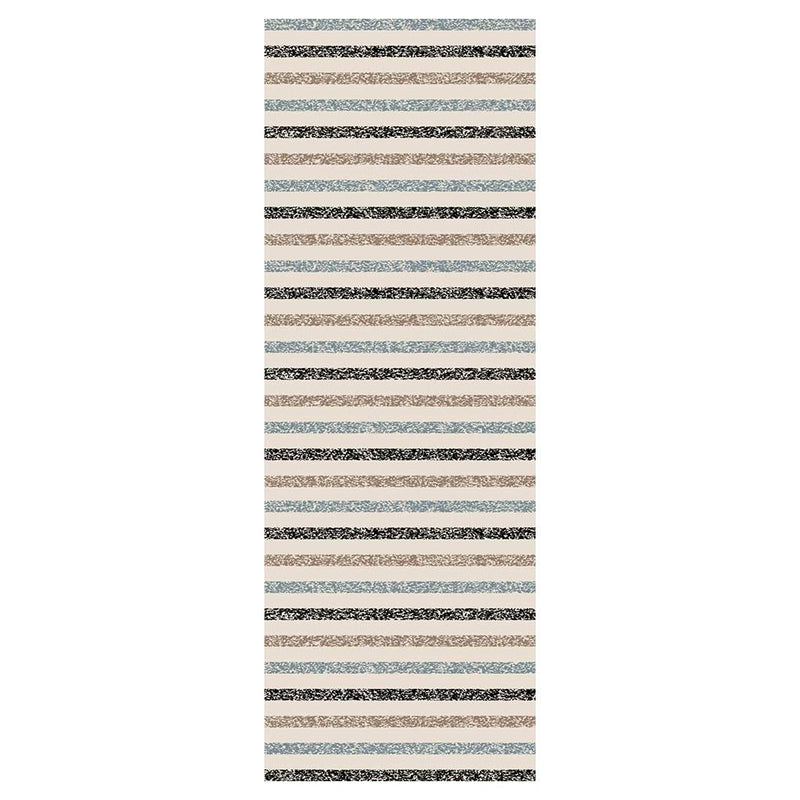 CONTEMPORARY BLUE BEIGE TONES LINES  RUNNER RUG