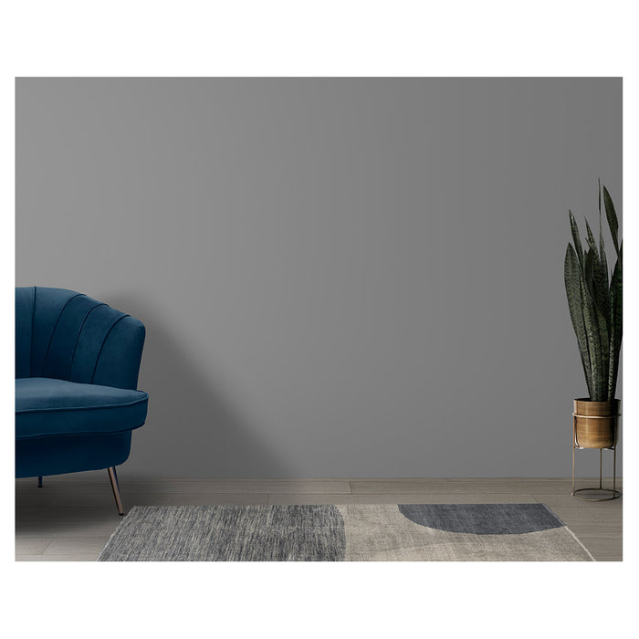 CONTEMPORARY GREY ABSTRACT ROUND RUNNER RUG