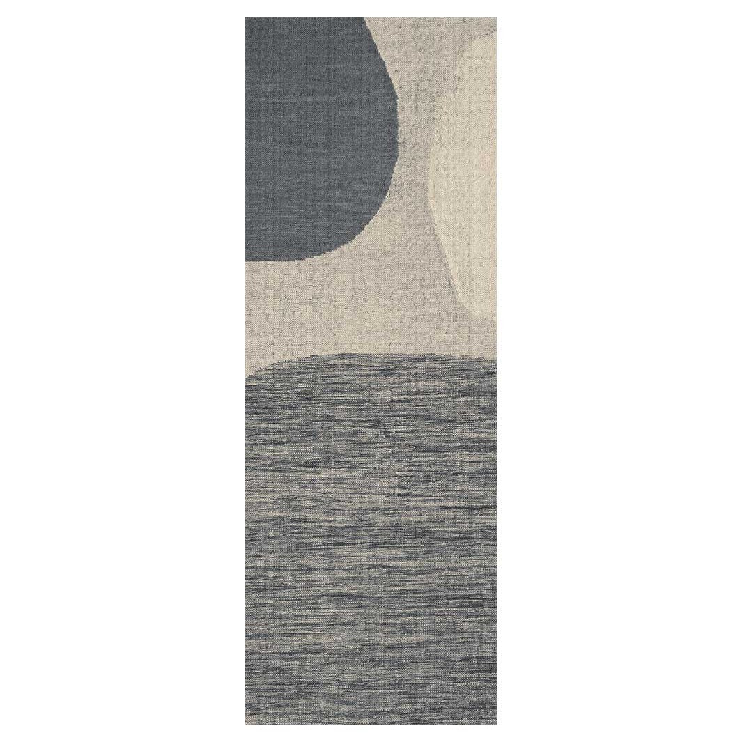 CONTEMPORARY GREY ABSTRACT ROUND RUNNER RUG