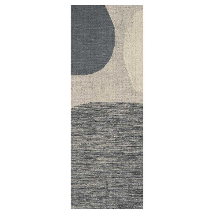 CONTEMPORARY GREY ABSTRACT ROUND RUNNER RUG