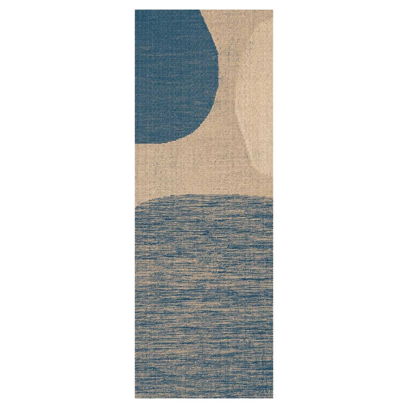CONTEMPORARY BLUE ABSTRACT ROUND RUNNER RUG