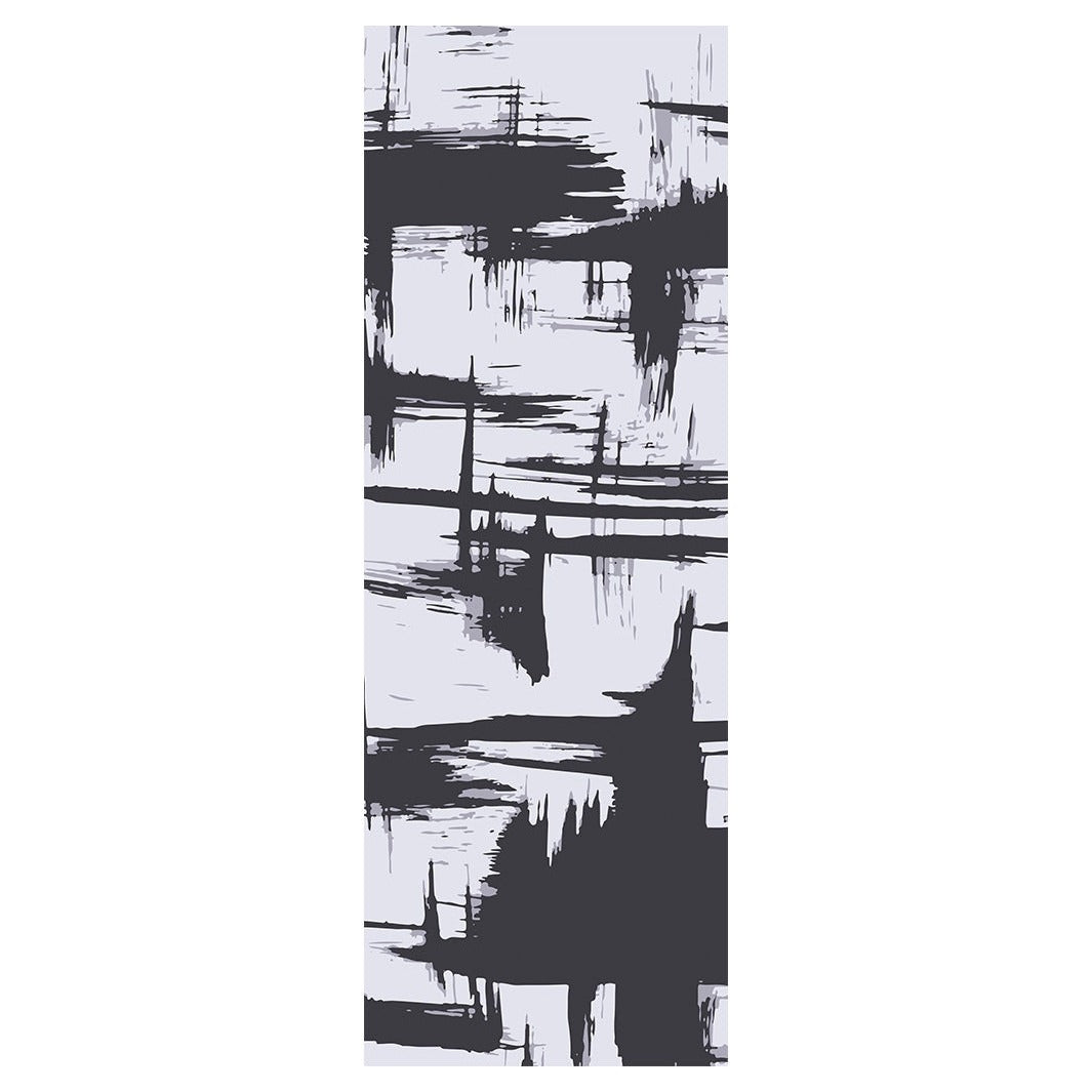 MODERN GREY INK BRUSH STROKES  RUNNER RUG