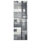 MODERN CHARCOAL GEOMETRIC BLOCKS  RUNNER RUG