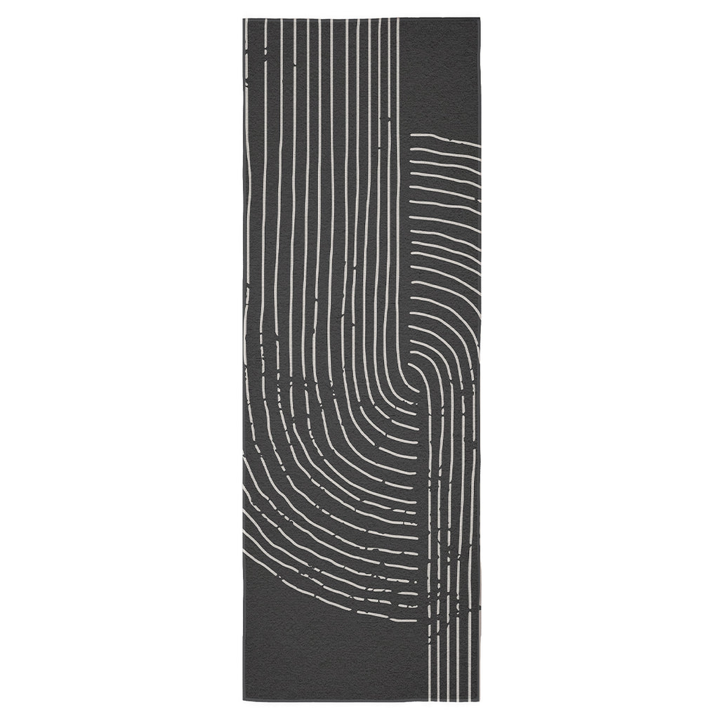 MODERN BEIGE AND BLACK SIMPLISTIC LINE ART   RUNNER RUG