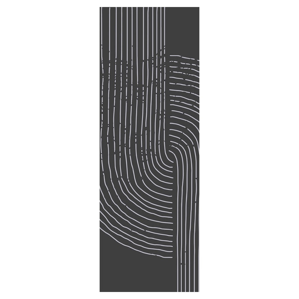 MODERN GREY AND BLACK SIMPLISTIC LINE ART RUNNER RUG