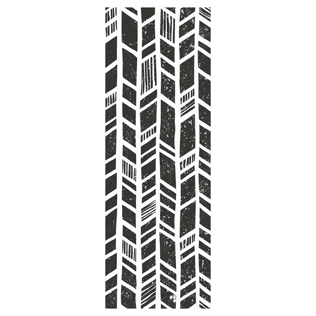 MODERN BLACK AND WHITE TRIBAL PATTERN RUNNER RUG