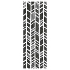 MODERN BLACK AND WHITE TRIBAL PATTERN RUNNER RUG
