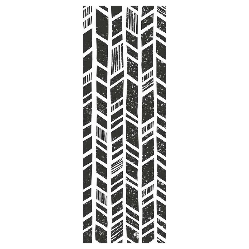 MODERN BLACK AND WHITE TRIBAL PATTERN RUNNER RUG