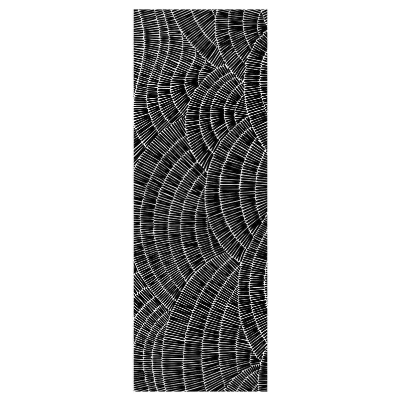 MODERN BLACK ABSTRACT WAVES RUNNER RUG