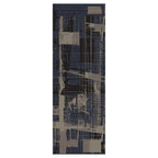 MODERN BLUE DISTRESSED INK LINES RUNNER RUG