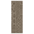 MODERN BROWN AGED TRIBAL BLOCK PATTERN  RUNNER RUG