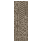 MODERN BROWN AGED TRIBAL BLOCK PATTERN  RUNNER RUG