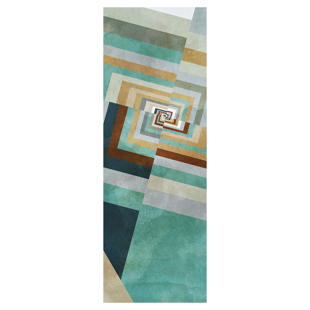 MODERN TEAL GEOMETRIC OPTICAL ART RUNNER RUG
