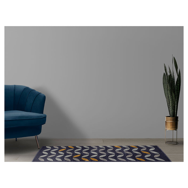 MODERN NAVY SIMPLISTIC SHAPE PATTERN  RUNNER RUG