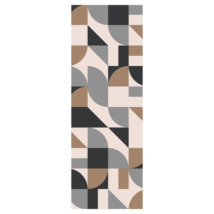MODERN BROWN NATURAL ABSTRACT GEO SHAPES RUNNER RUG