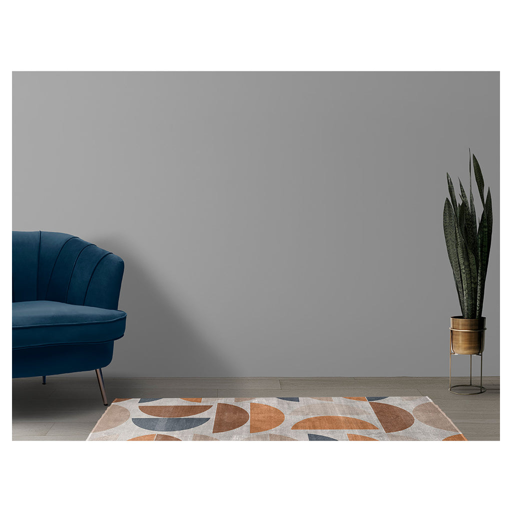 MODERN ORANGE MINIMALISTIC CIRCLE PATTERN  RUNNER RUG