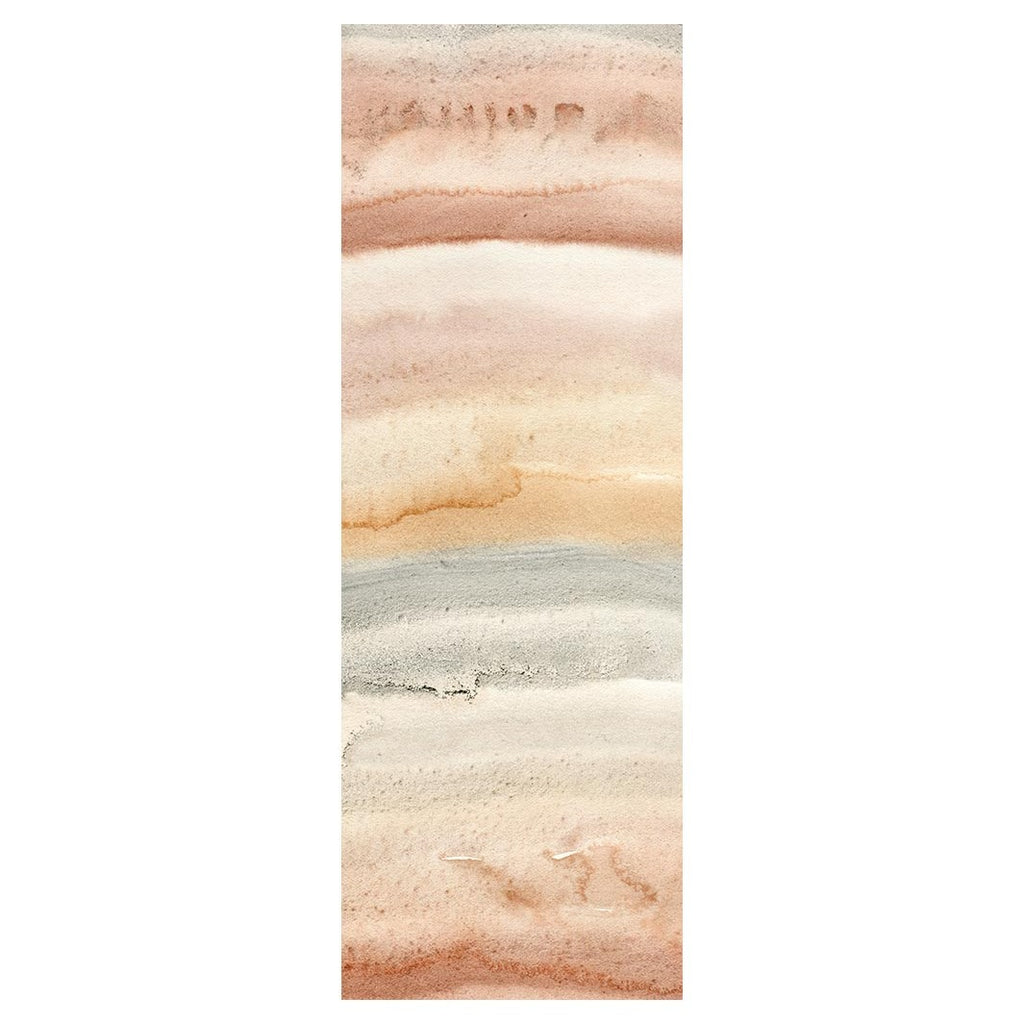 MODERN SAND BROWN RAINBOW WATERCOLOUR LINES RUNNER RUG