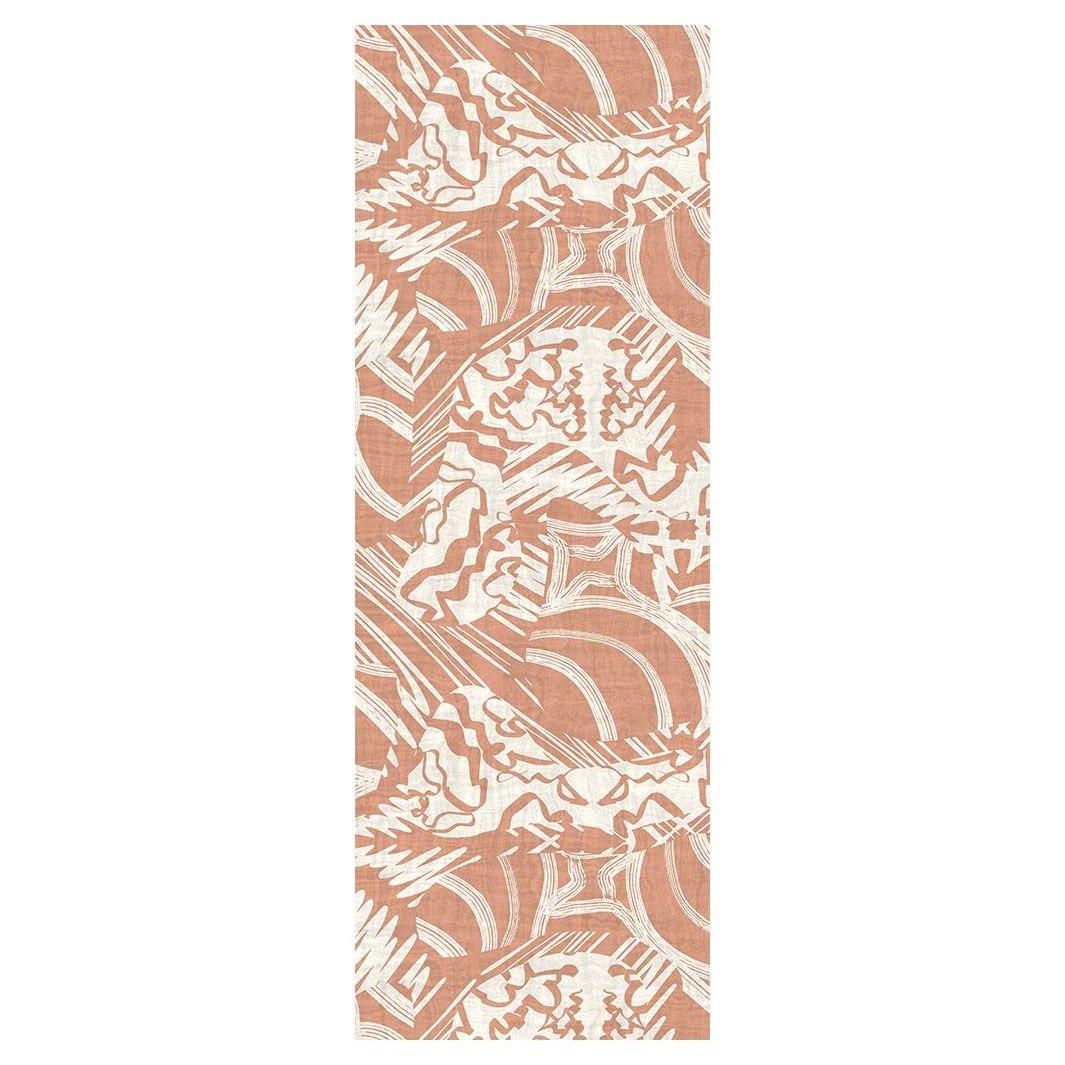 MODERN PEACH ABSTRACT PATTERN DRAWING RUNNER RUG