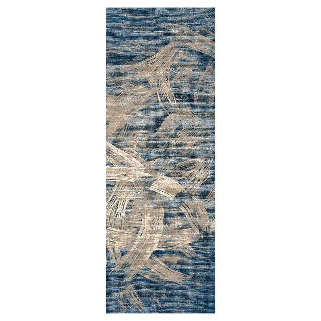 MODERN BLUE STROKE WEAVE  RUNNER RUG
