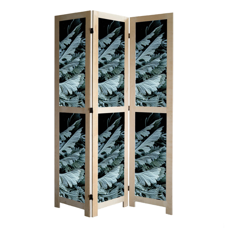 FLORAL SILVER LEAVES WITH PINK PEONIES ROOM DIVIDER