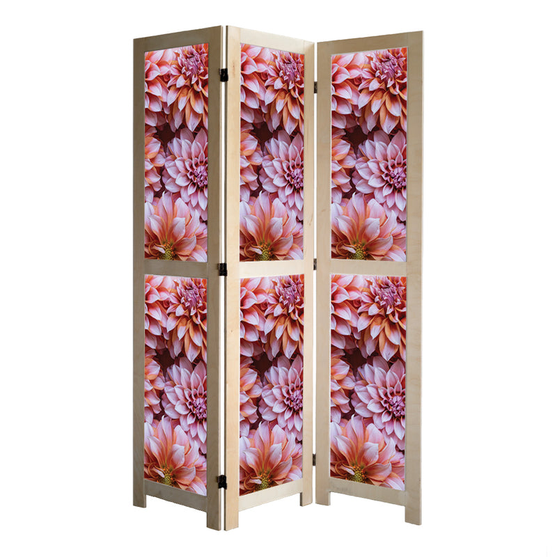 FLORAL PINK AND ORANGE DAHLIA FLOWERS ROOM DIVIDER