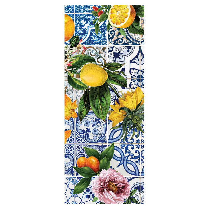 PATTERN BLUE LISBON TILE WITH LEMONS & FLOWERS ROOM DIVIDER