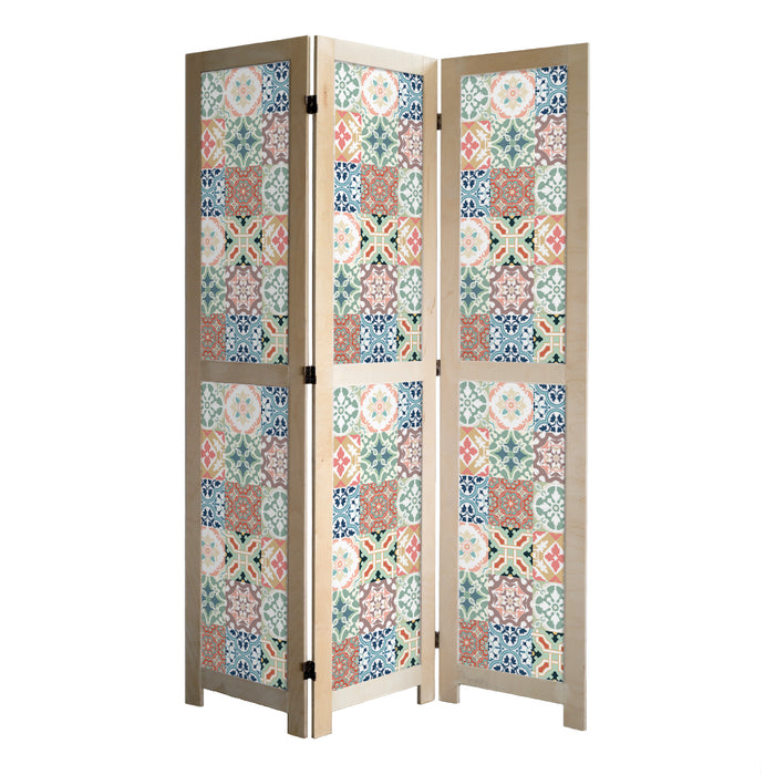 PATTERN TEAL AND ORANGE TILE ROOM DIVIDER