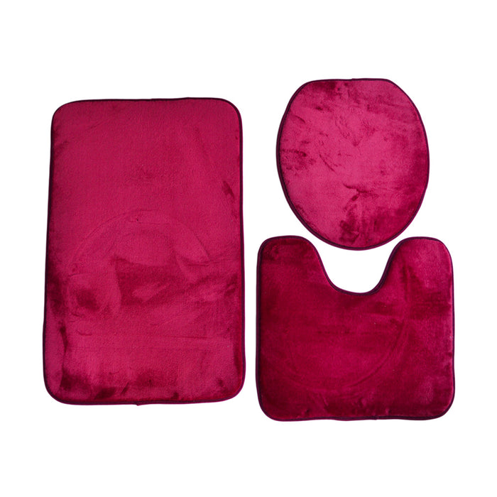 3 PIECE MEMORY FOAM BATH MAT SET BURGUNDY