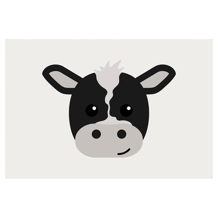 KIDS GREY BLACK AND WHITE COW  RECTANGULAR RUG