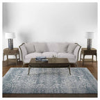 CLASSIC BLUE AGED DISTRESSED RECTANGULAR RUG