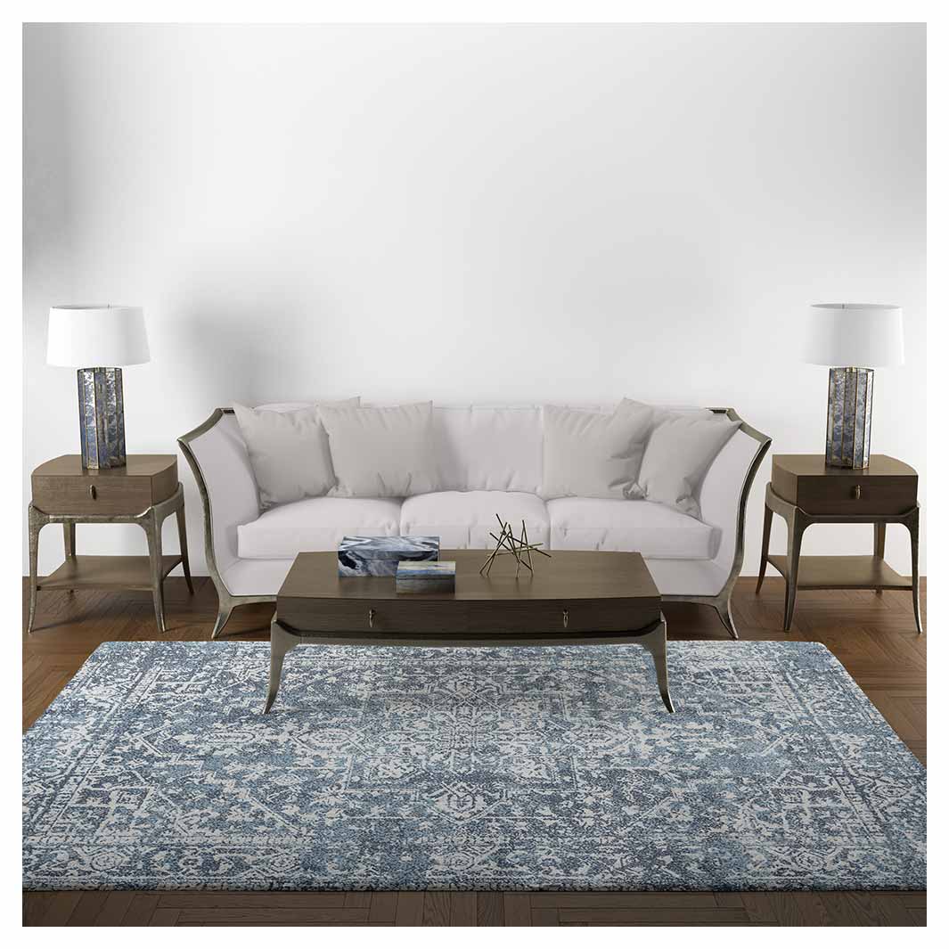 CLASSIC BLUE VINTAGE ORIENTAL RECTANGULAR RUG