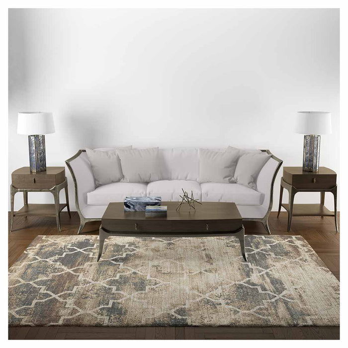 CLASSIC BROWN SMUDGED PATTERN RECTANGULAR RUG